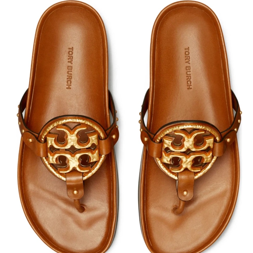 NEW with box! Tory Burch Miller Cloud Plaque sandal in bourbon. Size 7